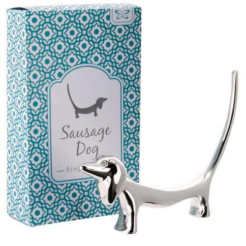 Silver Plated Sausage Dog Ring Holder