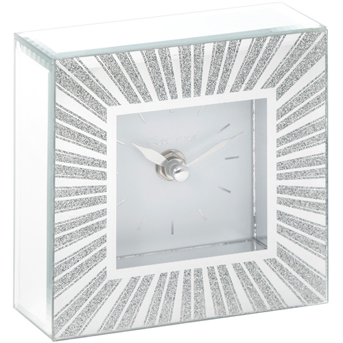 Sunburst Glitter Mirror Mantel Clock