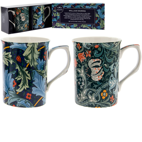 William Morris 2 Mug Gift Set - William Morris Navy Floral