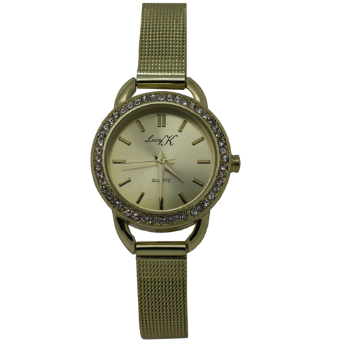 LUCY K Classic Gold Quartz Watch with Crystal Surround