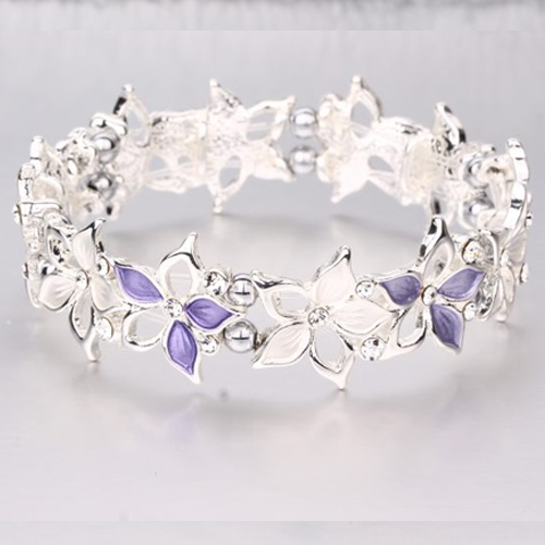 Purple Clematis Magnetic Hematite Bracelet