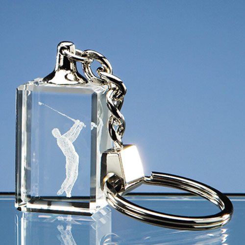 3D Driving Golfer in Optic Keyring