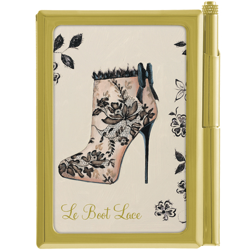 Gold Finish Notepad & Pen Set - Le Boot Lace