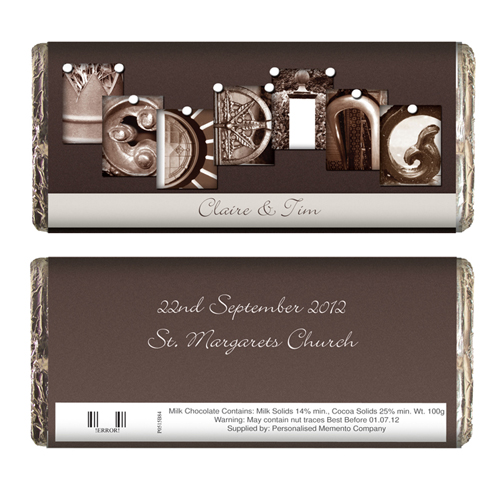 Personalised Affection Art Wedding Chocolate Bar