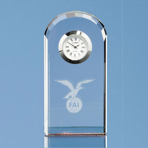 10cm Optical Crystal Bevelled Arch Clock