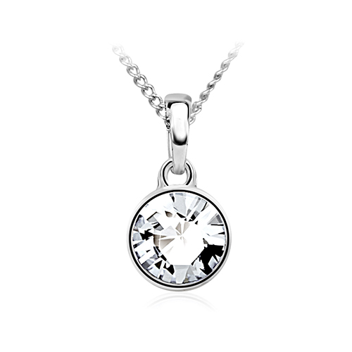 Single Round Swarovski Diamante Element Pendant - Diamond