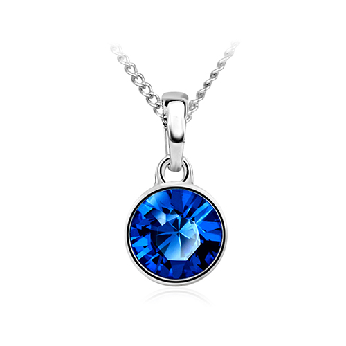 Single Round Swarovski Diamante Element Pendant - Sapphire