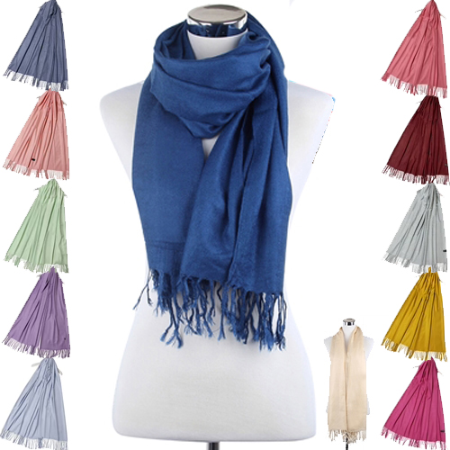 Super Soft Plain Pashmina Tassel Scarf