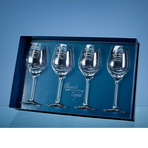 4 Diamante Crystal Wine Glasses
