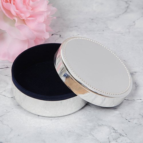 Sophia Silverplated Round Trinket Box with Studded Edge