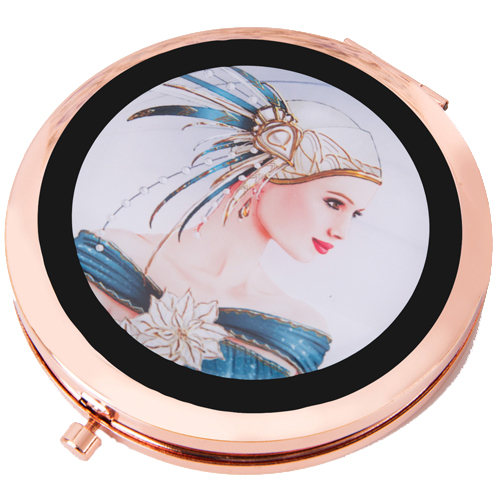 CHARLESTON ROSE GOLD COMPACT MIRROR - LADY PURPLE DRESS