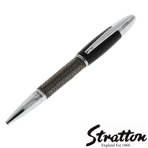 Stratton Chrome & Black Wireless Braid Ball Point Pen