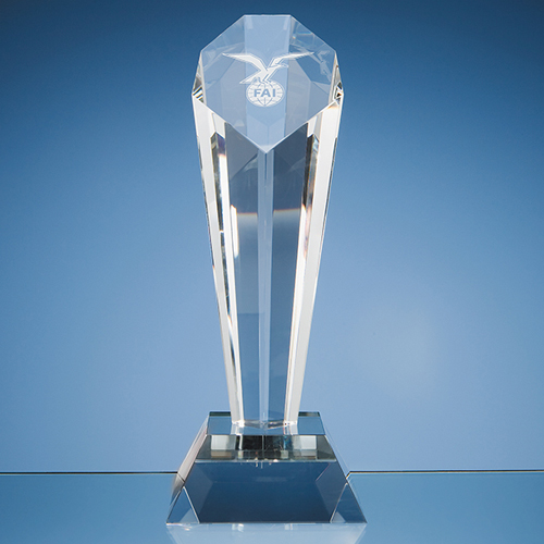 26cm Optical Crystal Sloped Facet Award