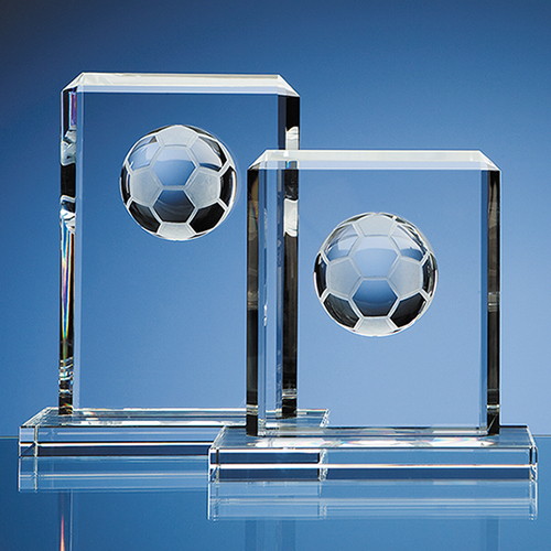 15cm Optical Crystal Football Rectangle Award
