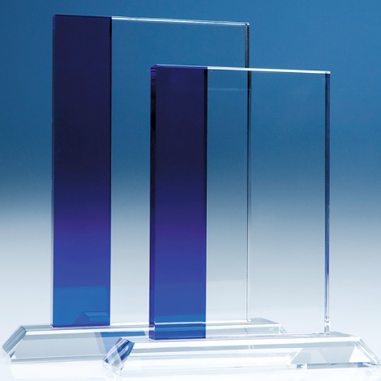 19cm Optical Crystal Blueline Rectangle