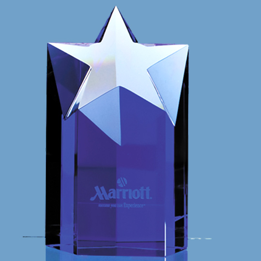 15cm Sapphire Blue Optic Star Column Award