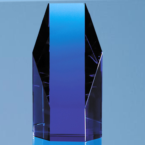 12.5cm Sapphire Blue Optic Hexagon Award