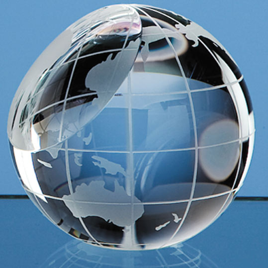 8cm Optical Crystal Globe Paperweight