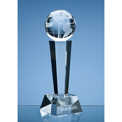 26cm Optic Facetted Column Globe Award