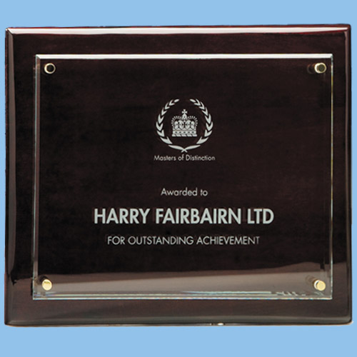 21.5cm x 28cm Clear Rectangle on Rosewood Plaque