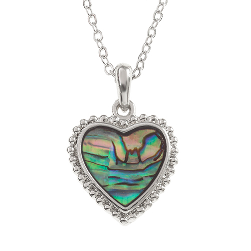 Inlaid Paua Shell Simple Heart Pendant