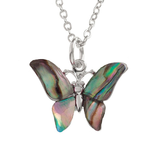 Inlaid Paua Shell Natural Butterfly Pendant