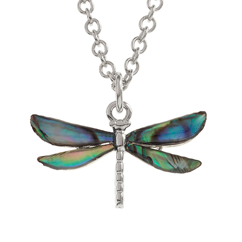 Inlaid Paua Shell Natural Dragonfly Pendant