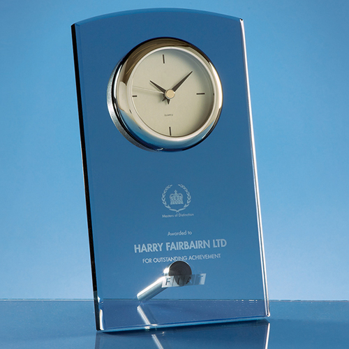 20cm Smoked Glass Rectangular Desk Clock