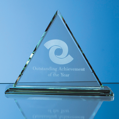 19cm Jade Glass Pyramid Award