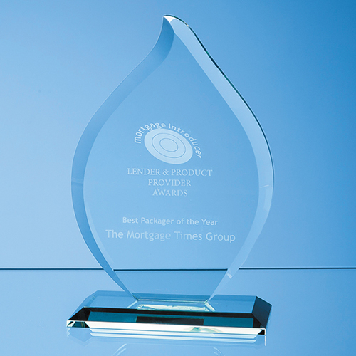 19cm Jade Glass Flame Award