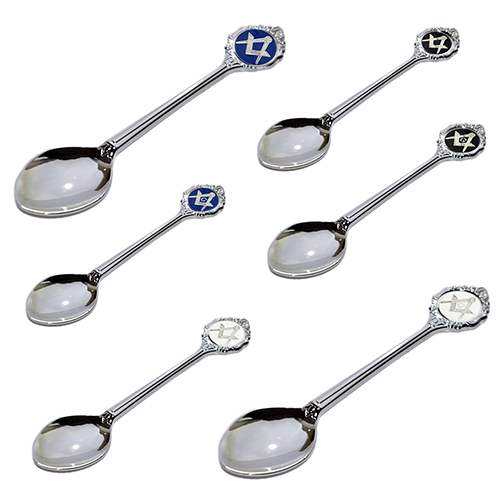 Silver Souvenir Spoon with Square & Compass Design Motif