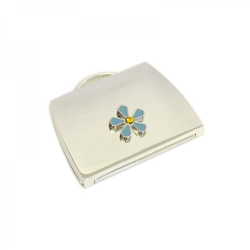 Forget Me Not Design Silver Plated Handbag Mirror