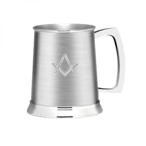 Matt Stainless Steel Tankard with Masonic Design