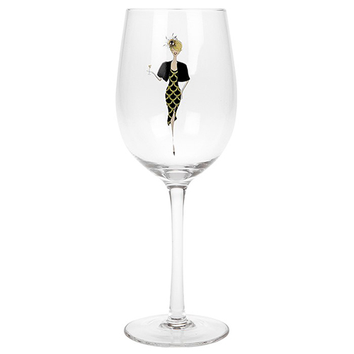 Hagarman Chic Wine Glass- Lady with Shawl & Wine Glass