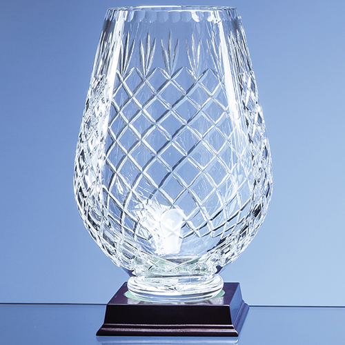 25cm Lead Crystal Panelled Tulip Vase