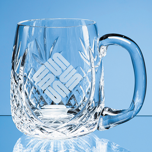 0.595ltr Lead Crystal Barrel Panel Tankard