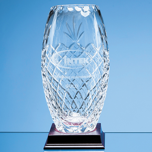 25cm Lead Crystal Panelled Oval Vase