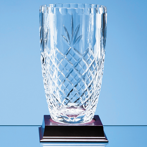 19cm Lead Crystal Panelled Barrel Vase