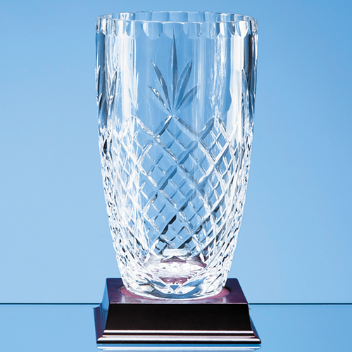 23cm Lead Crystal Panelled Barrel Vase