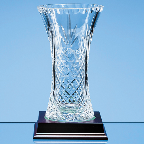 19cm Lead Crystal Panelled Flared Vase