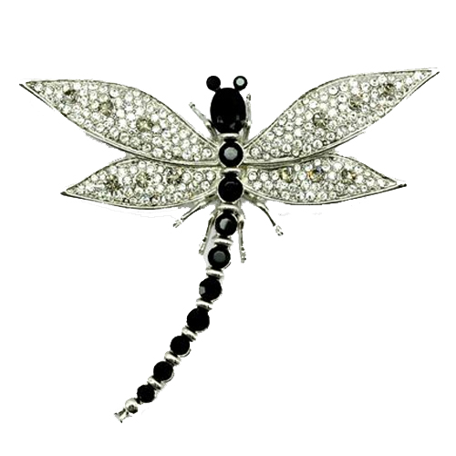 Crystal Dragonfly with Crystal Wings Brooch