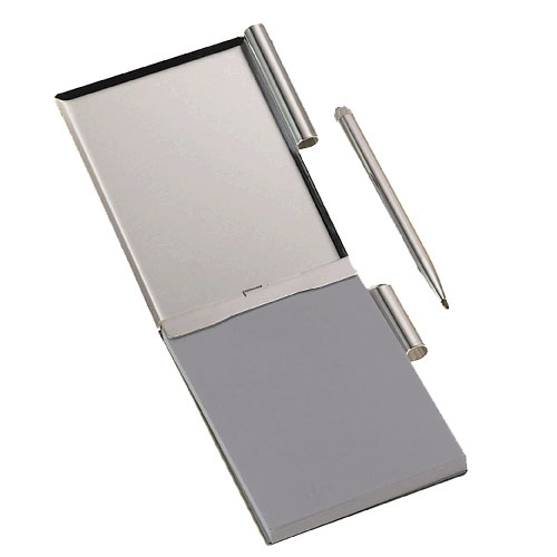 Plain Memo Pad & Pen - Silver