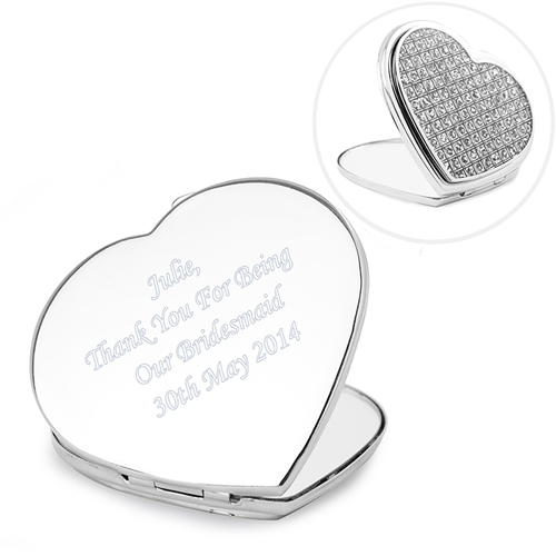 Personalised Diamante Heart Compact