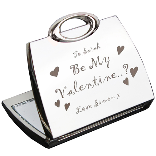 Engraved Be My Valentine Handbag Compact Mirror