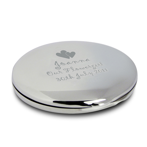 Engraved Round Compact with Heart Motif
