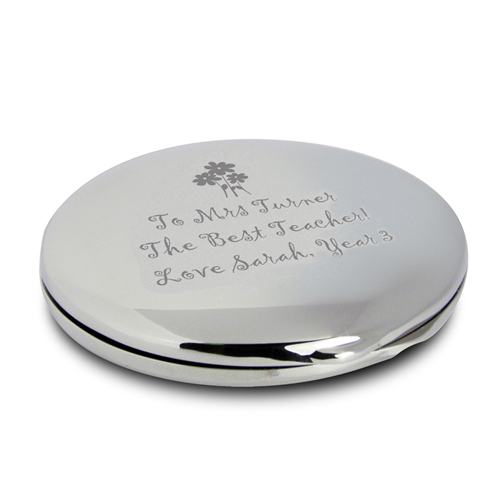 Personalised Forget Me Not Flower Round Compact Mirror