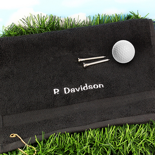 Personalised Golf Towel White Print