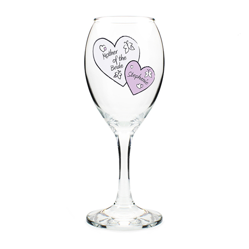 Personalised Wedding Hearts Wine Glass