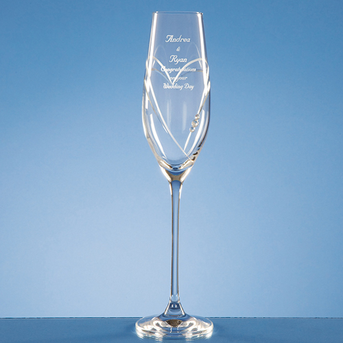 Diamante Champagne Flute with Heart Shaped Cutting