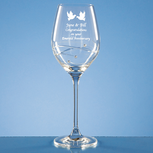 Diamante Wine Glass with Spiral Design Cutting